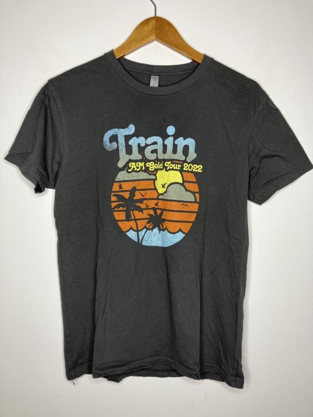 Train AM Gold Tour 2022 Graphic T-Shirt Men's Medium Black Concert Tee Cotton